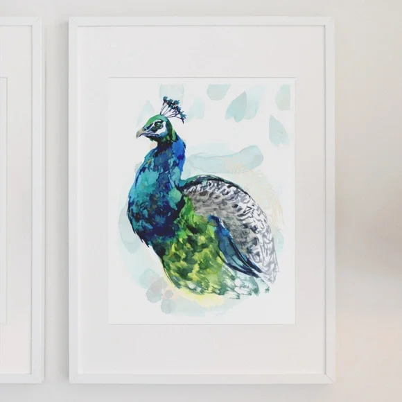 Watercolor Peacock Wall Art Illustration Print Poster Card Unframed - Picture 6 of 7